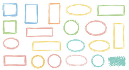 Hand drawn pastel frames and elements perfect for creative layouts and designs that need a personal touch