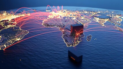 Global shipping network connecting continents worldwide