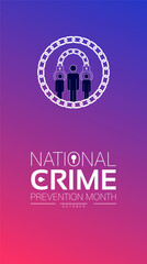National Crime Prevention Month Poster Banner and Background Abstract Design Template for Public Safety Law Enforcement Security Awareness and crime Prevention  Community,for mobile responsive
