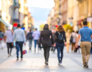 Defocused View of City Crowd