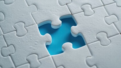 Fototapeta premium Interlocking jigsaw puzzle pieces symbolizing teamwork, problemsolving, collaboration. Suitable for business presentations, teamwork concepts, problemsolving visuals.