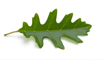 Naklejka premium Ecology A single oak leaf with visible veins, isolated on a white background, ideal for plant biology visuals, tree identification, and ecosystem (2)