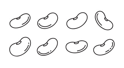 Collection of eight simple bean silhouettes in various orientations silhouette