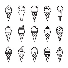 Ice cream cone line art summer treat