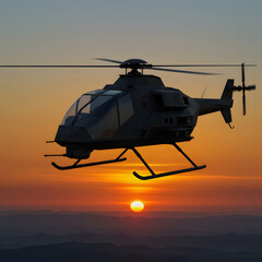 Military Helicopter at Sunset Adventure and Precision Air Support