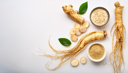 “Fresh Ginseng Roots and Textures – Hyper-Realistic Ingredient Photography”