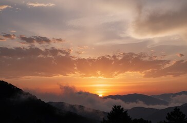 Obraz premium sunset over the mountains