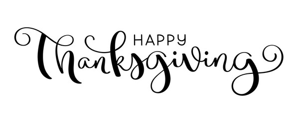 HAPPY THANKSGIVING brush lettering banner on transparent background