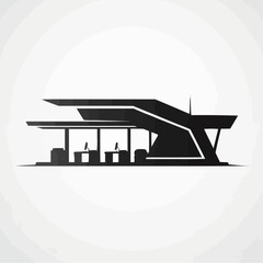 Naklejka premium Minimalist illustration of a modern gas station silhouette.