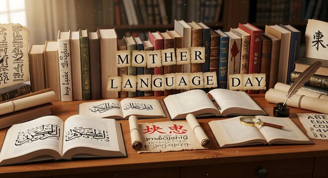 Mother Language Day Literary Heritage: Books, Scripts, and Cultural Diversity, Preserving Multilingual Traditions, Native Expression, International Language Celebration, Educational Literature