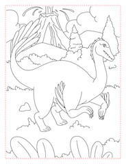 Tyrannosaurus Rex Roaring by a Volcano Eruption Coloring Page: Epic T-Rex Art