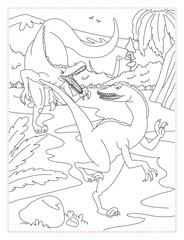 Velociraptor Raptor Hunt Coloring Page: Action-Packed Dinosaur Scene

