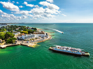 Sandbanks from drone, Poole, Dorset, England