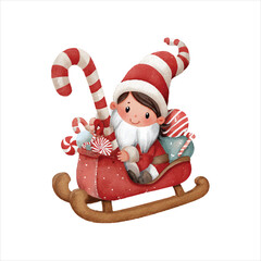 Santa Claus Christmas Vector with Candy Cane Holiday Illustration