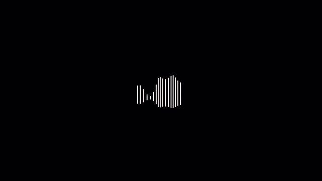 white line audio wave visualization voice record, sound wave audio wave from isolated on black background. Audio waveform spectrum animation. 4k video.