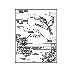 Mount Fuji, Japan, vector illustration. Perfect for stickers, t-shirt prints, posters, and other uses.