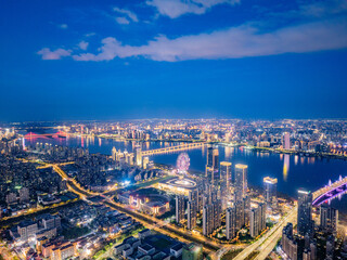 Obraz premium Modern city nightscape, Hong Kong nightscape