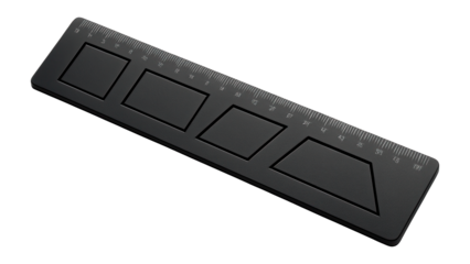 Ruler with integrated template for quadrilaterals