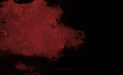 Textural background dark grimy wall with bold crimson-red hue on left side fades into deep black right. Surface shows distressed rough texture with cracks and scuffs giving it gritty and worn