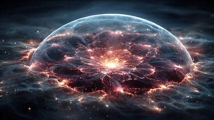 Obraz premium Abstract cosmic sphere with fiery bright glow high resolution picture