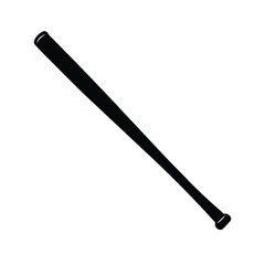Simple black silhouette of a baseball bat on a clean white background