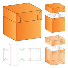 Printable Paper Box Dieline Template with Lid and Folding Layout