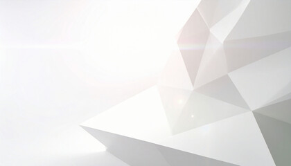 幾何学的ホワイトポリゴン　光と影が織りなす抽象的な立体背景