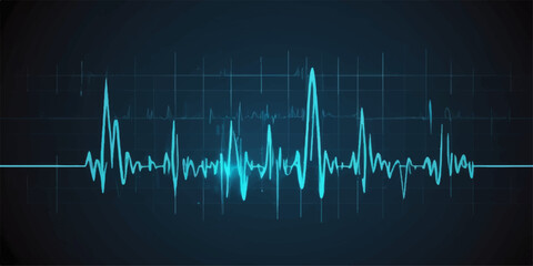 Obraz premium A dynamic medical heartbeat graph illustrates a healthy pulse on a monitor, showcasing a continuous cardiogram wave line