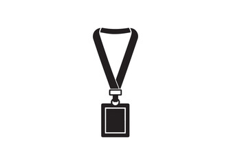Black and White Simple Lanyard ID Badge Icon:  Corporate, Professional, Minimalist Design.
