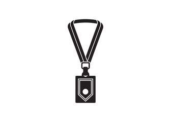 Blank Black Lanyard ID Badge: Simple, Professional, Corporate Identity Icon.