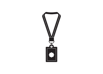 Blank Black Lanyard ID Badge: Simple, Professional, Corporate Identity Icon.