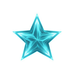 Obraz premium A glowing cyan star with sharp edges, isolated on transparent background