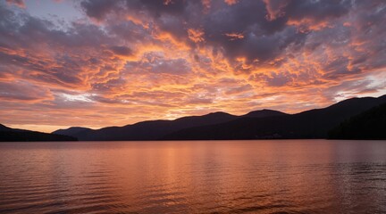 Fototapeta premium sunset over the lake