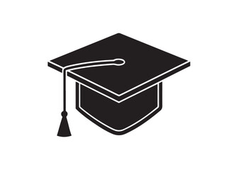Graduation Cap Icon: Simple, Bold, Black Silhouette, Achievement Symbol, Education Concept.
