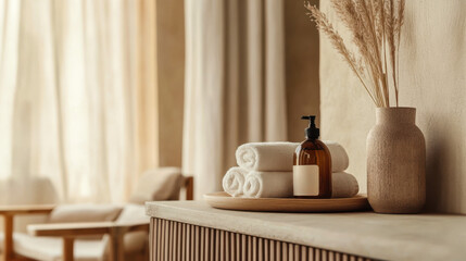 Serene spa interior with natural elements for relaxation and wellness activities in a tranquil setting