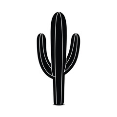 Minimalist black silhouette of a cactus on a clean white background