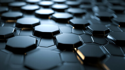 Obraz premium Black hexagonal pattern creates a modern and sleek design suitable for various applications in architecture and interior decor