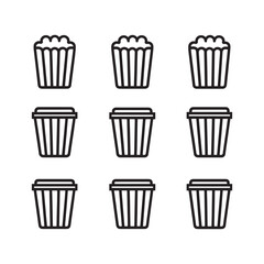 Popcorn bucket line art movie night