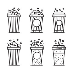 Popcorn bucket line art crunchy delight