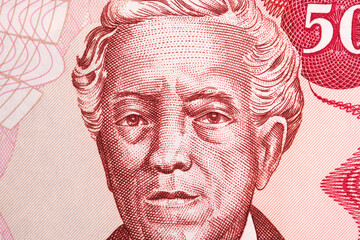 Obraz premium Jose Dolores Estrada a closeup portrait from Nicaraguan money