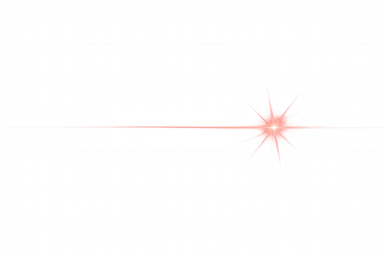 Glowing red laser beam projecting luminous star, illuminating transparent surface with high-tech digital aesthetic