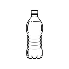 Illustration of a plastic water bottle with a cap, isolated on white background, perfect for illustrating hydration, health, and environmental awareness