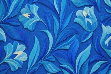 Blue flower pattern background wallpaper with copy space