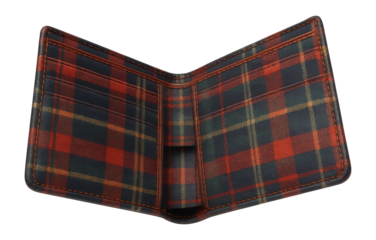 Wallet with a tartan fabric pattern