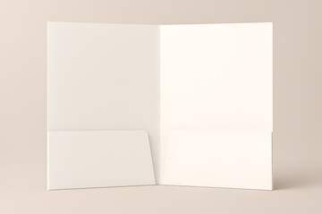 Naklejka premium Blank white folder with a pocket on the left side and a scalloped edge