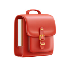 Red leather backpack with book