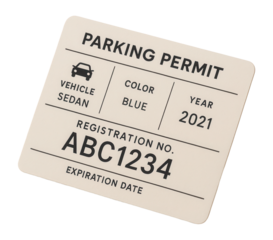 Parking permit with vehicle registration