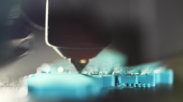 Advanced 3D Printing Technology Producing Plastic Components in Factory Highlighting Modern Science and Manufacturing Techniques. High quality 4k footage
