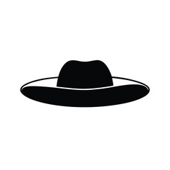 Minimalist black silhouette of a hat on a clean white background
