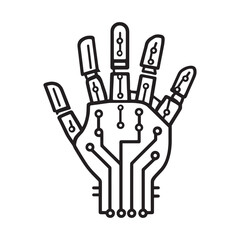 Robotic hand line art future innovation design